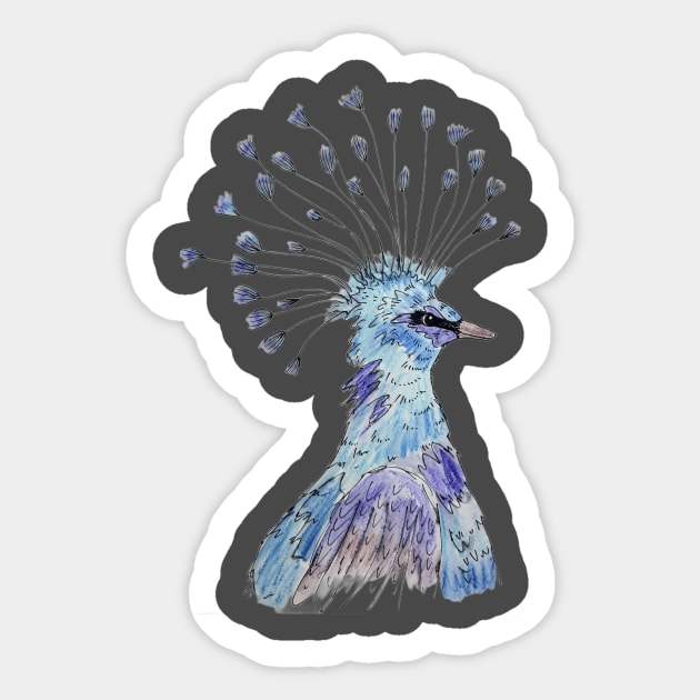 Proud peacock head Sticker by Puddle Lane Art